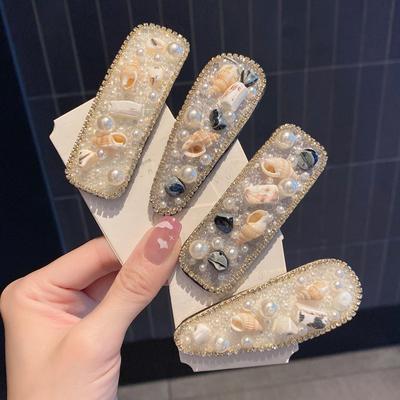 Retro New Pearl Bb Clip Internet Celebrity Rhinestone Back Head Broken Hair Clip Versatile Internet Celebrity Girl Hairpin Hair Accessories