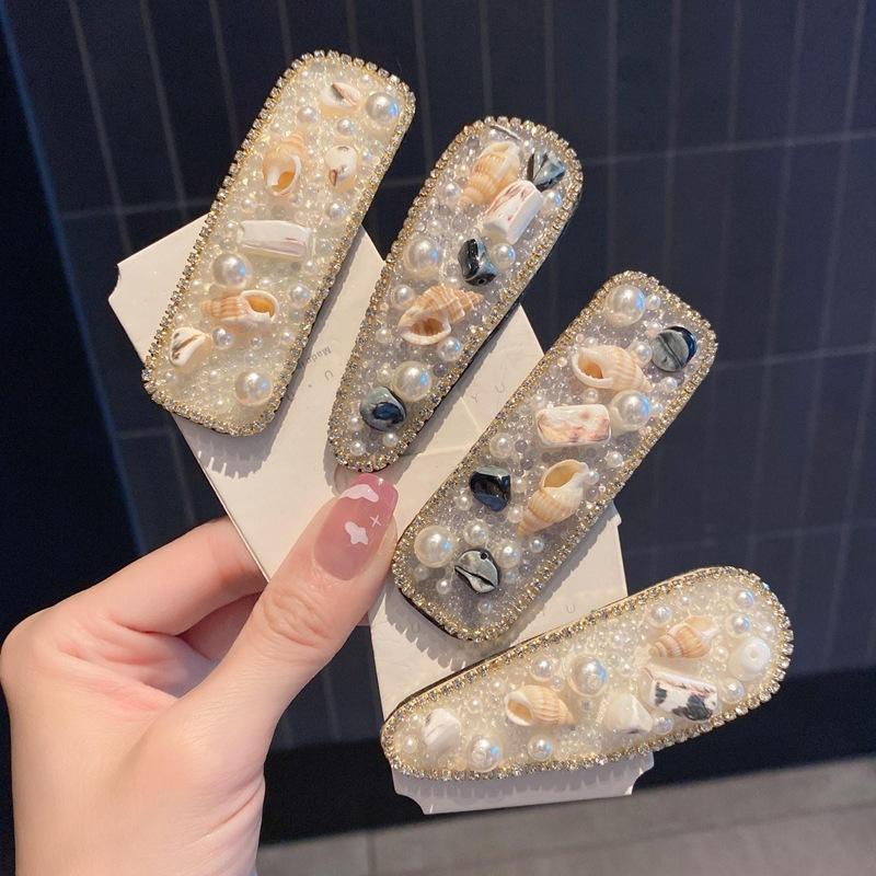 Retro New Pearl Bb Clip Internet Celebrity Rhinestone Back Head Broken Hair Clip Versatile Internet Celebrity Girl Hairpin Hair Accessories