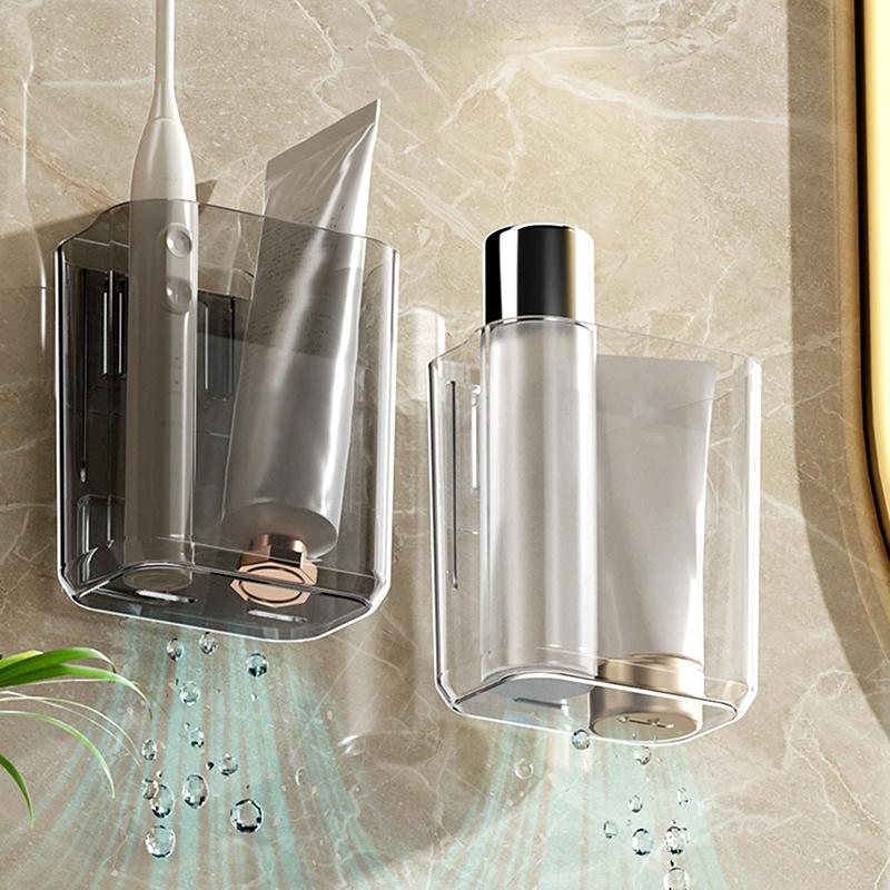 Wandmontierter Zahnbürstenhalter, Klebender Badezimmer-Aufbewahrungsorganizer ohne Bohren, Küchen-Badezimmer-Organizer und Aufbewahrung