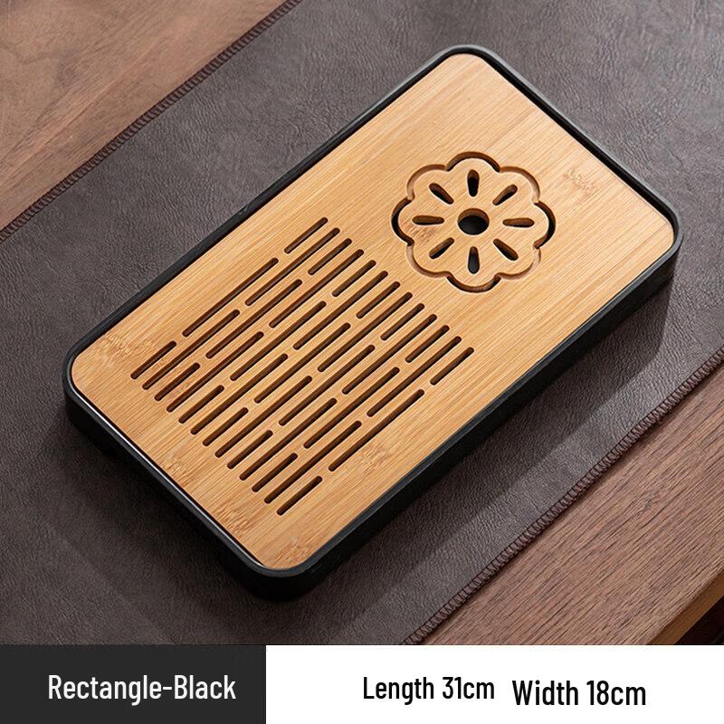 Qiwei Handmade Bamboo Tea Tray with Drain & Storage