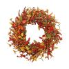 Artificial Autumn Wreath, Door Decorative Wreath with Yellow And Green Leaves, Hanging