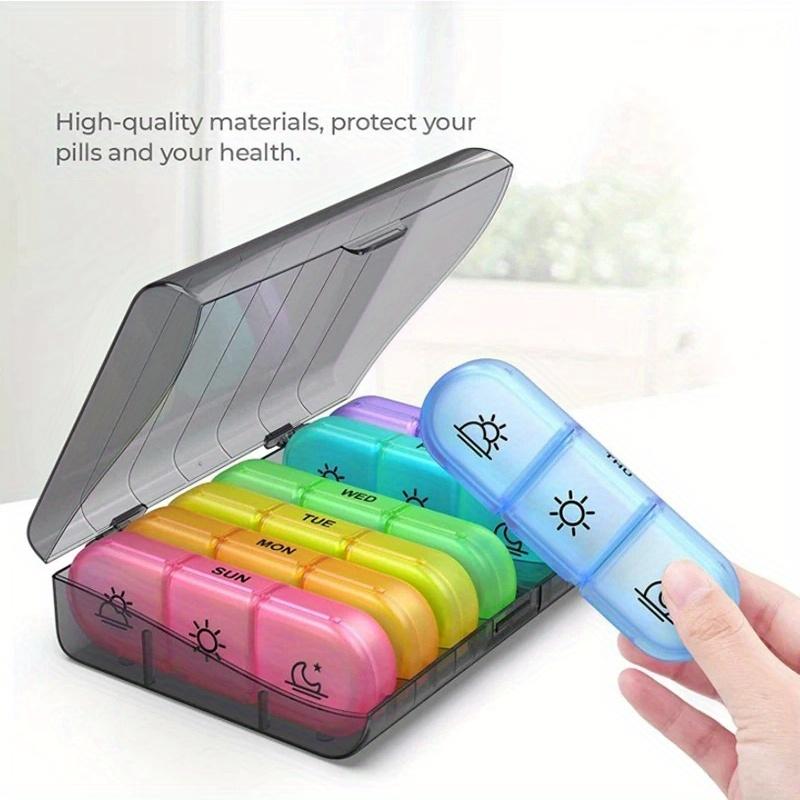 7 Days Pill Box,Weekly Tablets 3 Times A Day,Container Dispenser,Pill Box,Anti Light Pill Box for Vitamins,Drugs,Supplements