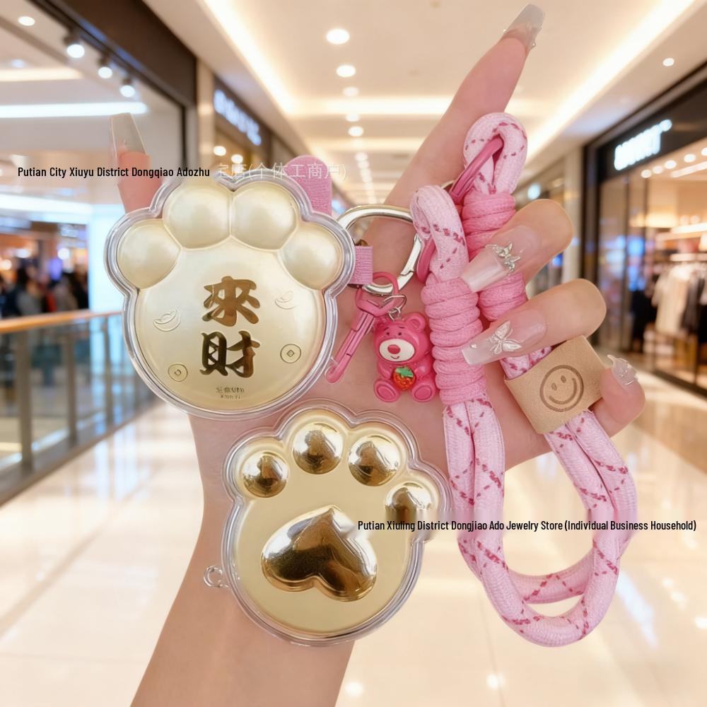 Pingente de Bolsa Gato da Sorte de Ouro Puro 999 20mg e Chaveiro de Urso