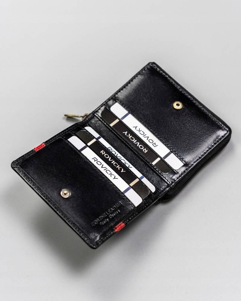 Small men's leather wallet with zipper - Rovicky