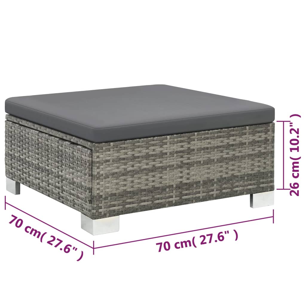 10 piece garden lounge set with cushions poly rattan grey