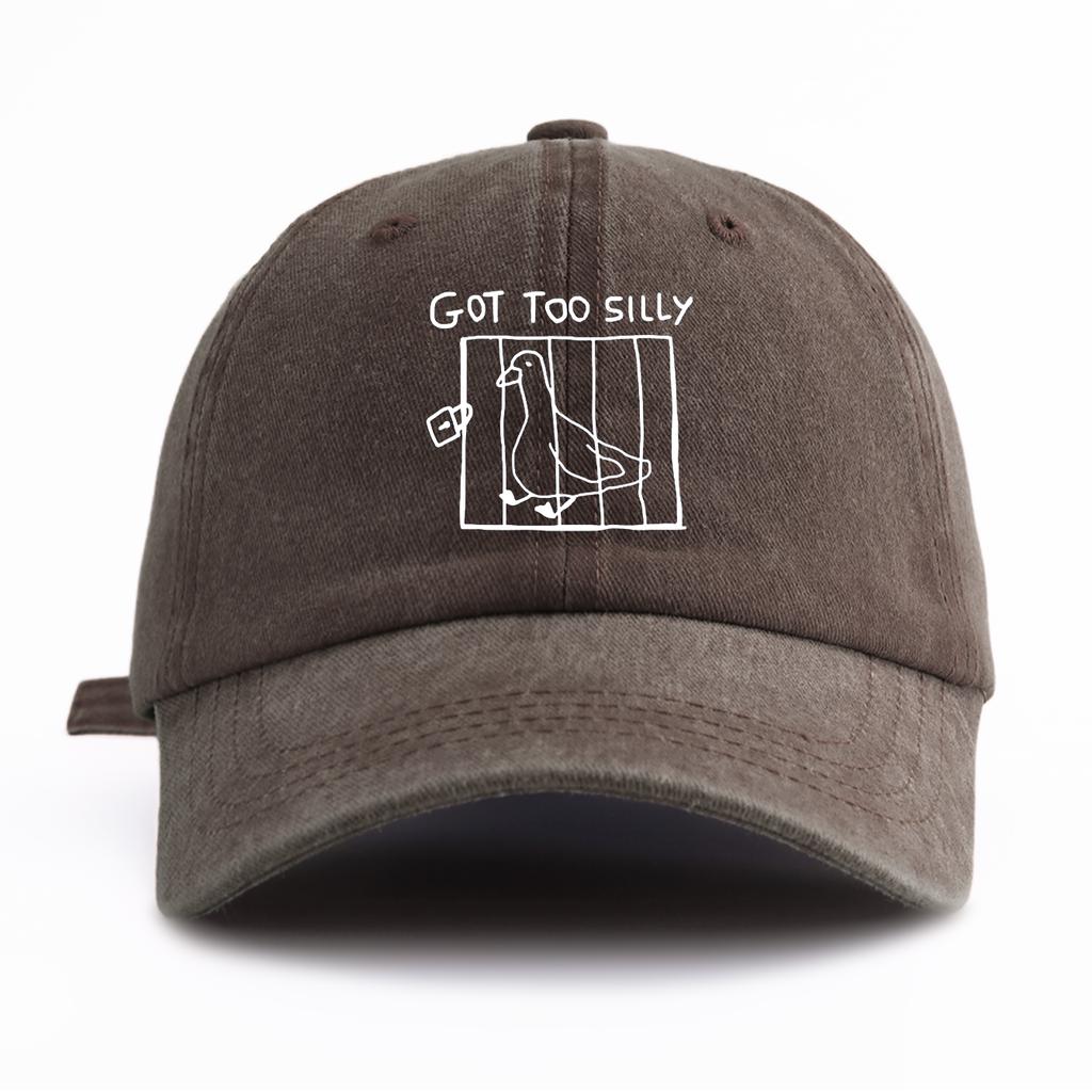 pc GOT TOO SILLY Print Washed Baseball Cap for AdultsMinimalist Retro Style Casual Soft Adjustable Dad HatPerfect As Gift