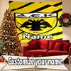 Benutzerdefinierter Name Personalisierte AEK Athen FC Druck Wandteppich, Wandkunst Dekor, Schlafzimmer, Studentenwohnheim, Wohnung, Wohnzimmer, Party-Hintergrund, Geschenk zum Geburtstag