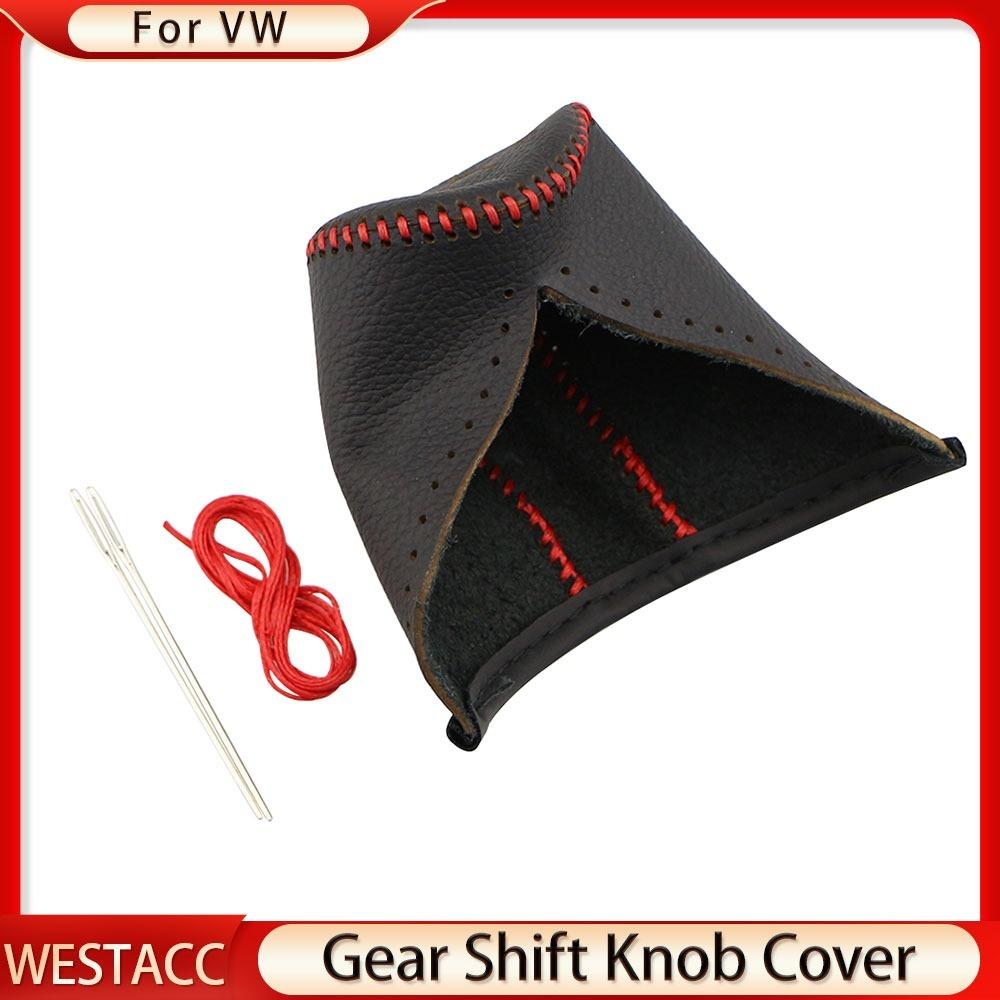 Leather Car Gear Shift Collars Gear Shift Knob Cover for VW Jetta MK6 MK5 Golf 7 MK7 Bora Tiguan Polo 2014 - 2017