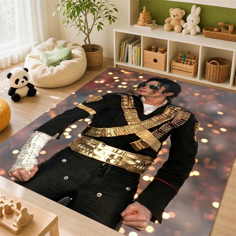 Michael Jackson Portrait Signature Printed Rug Absorbent Nonslip Carpet For Hallway Balcony Study Home Party Decor Halloween Gift