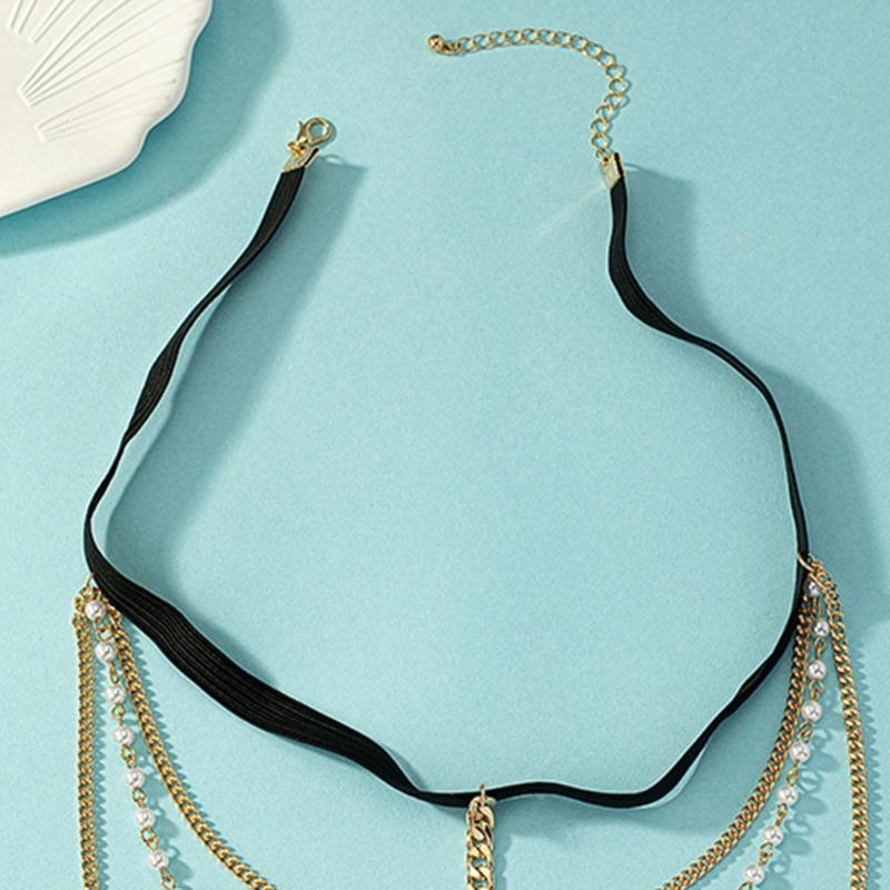 Multiple Layer Pearl Thigh Chain Anti-Slip Elastic Leg Chain Summer Seaside Nightclub Leg Accessories for Hot Girls