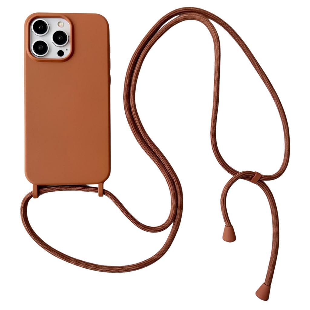 For iPhone 15 Pro Case Liquid Silicone Anti-Scratch Phone Cover with Adjustable Neck Cord