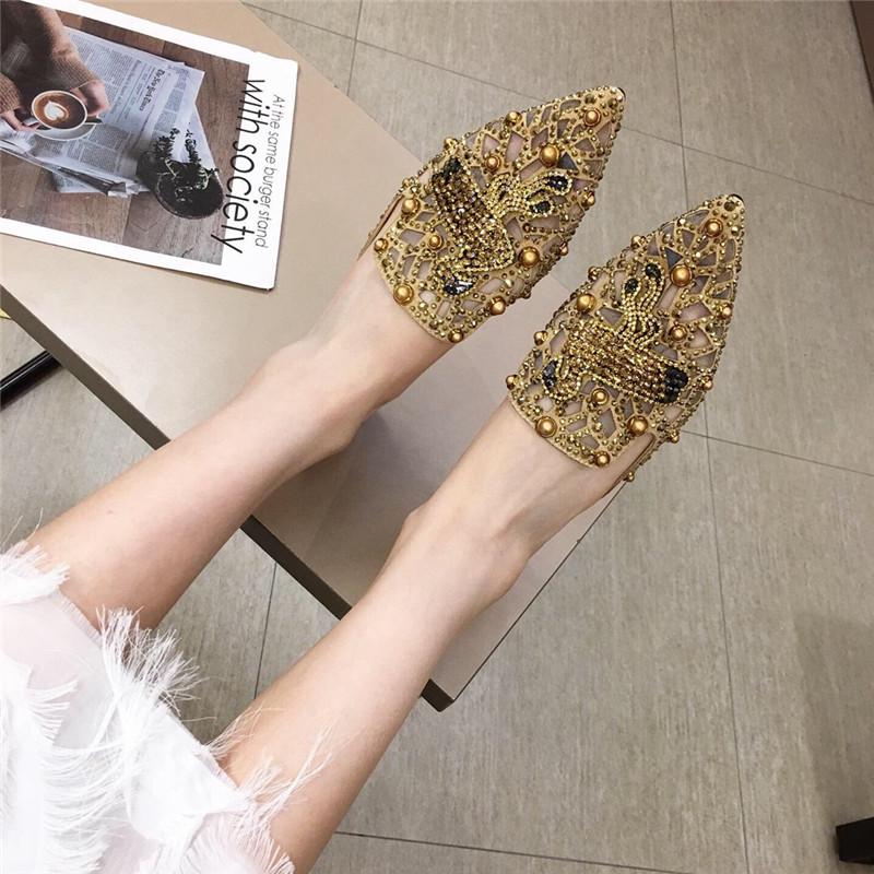 Women's Mesh Pointed Toe Flat Mule Slippers - Summer 2021 Collection