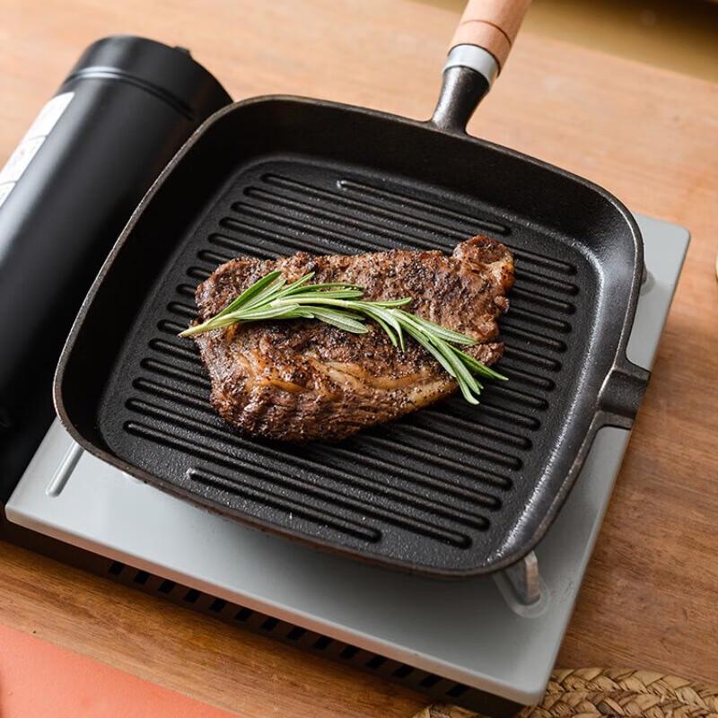 Mr. Jian 22cm Carbon Steel Striped Steak Frying Pan