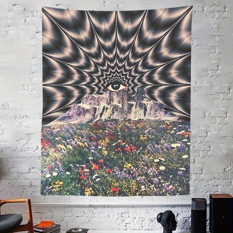 VIKAMA Psychedelic Eye Floral Tapestry Hypnotic Mandala Wall Hanging for Bedroom Dorm Yoga Studio Aesthetic Home Decor