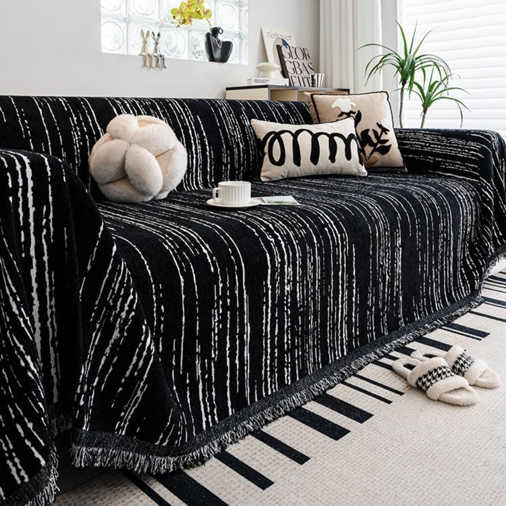 New Black and White Ins Wind Sofa Towel Chenier Anti-cat Scratch Cover Cloth All-inclusive High-end Light Luxury Universal Cover Towel
