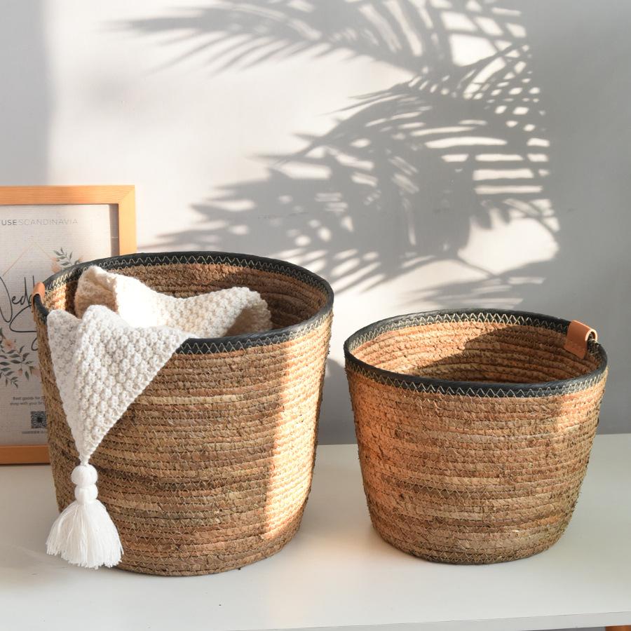 Handmade Nordic Rattan Woven Basket for Toys, Laundry, or Balcony Storage