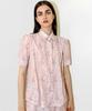 DAMAGE MNEMONIC Flower Shirring Pink Blouse_Flower Shirring Pk Bl