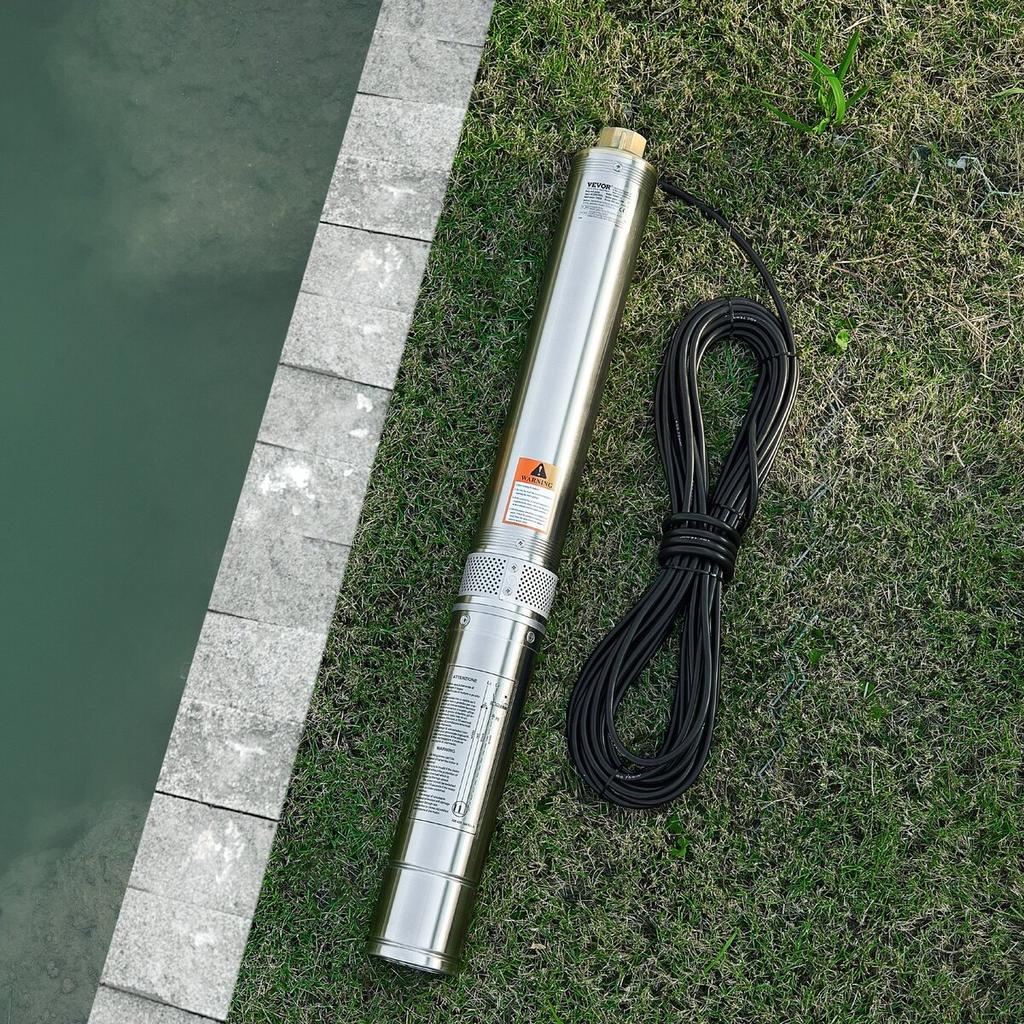 Pompa Sommergibile per Pozzi Profondi Pompa dell'Acqua in Acciaio Inossidabile Potenza di Ingresso 1100W, Prevalenza Massima 279ft, Portata 65l/min Con Scatola di Controllo Esterna per