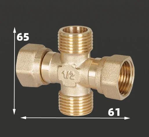 1/2 Zoll 3/4 Zoll 20mm 25mm Gewinde Vierwege-Verbindungspunkt Dreiwege-Kreuz Vierwege-Wasserrohr-Verbindungsstücke Messing Rohr Antik