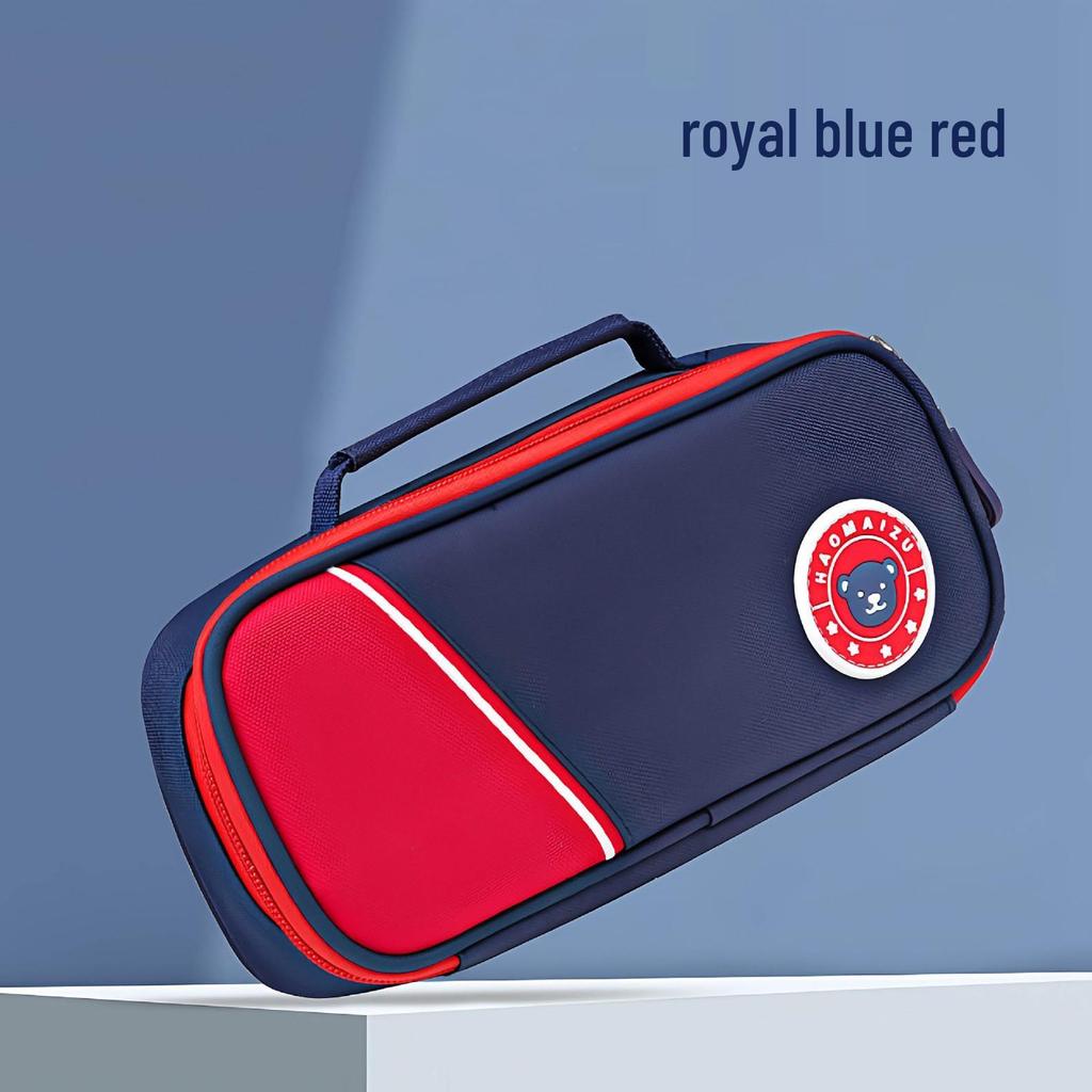 In-Stock British-Style Double-Layer Pencil Case: Large Capacity Multi-Functional Stationery Bag for Junior High Students; Cartoon Design.