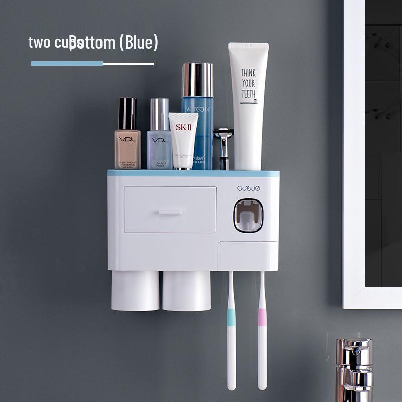 Wall-Mounted Automatic Toothpaste Dispenser and Toothbrush Holder Set - No Drill Needed