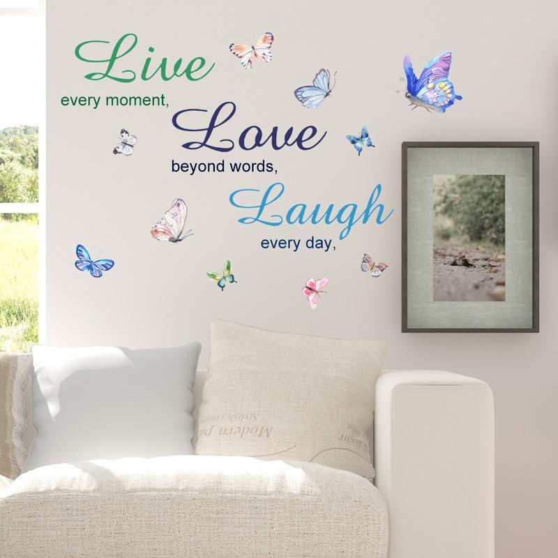 Neue inspirierende englische Schmetterlings-Wandaufkleber für Gäste, Hintergrund, Wanddekoration, Schmetterlinge, Kunstaufkleber, Wohnzimmer-Schlafzimmer-Dekoration