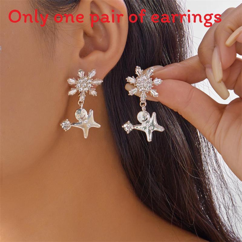 Santa Claus Christmas Tree Gingerbread Man Snowman Element Earrings For Seasonal Holiday Accessory StarPicking