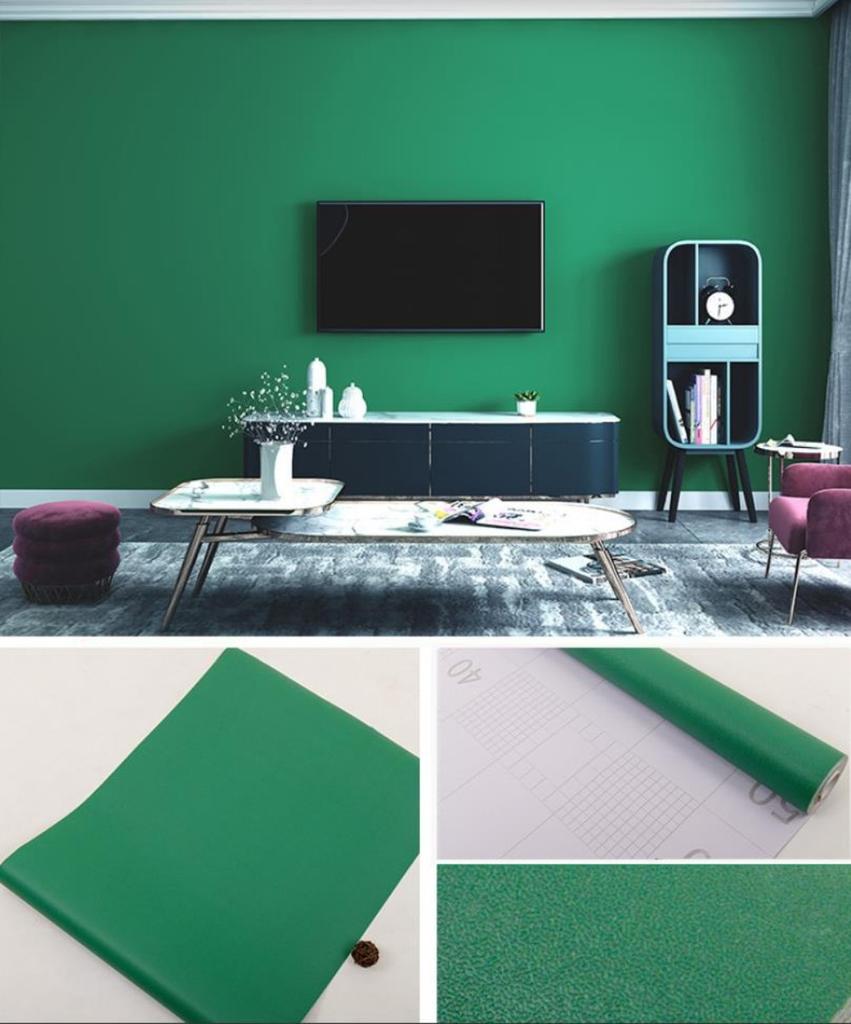 40CM Width Self-adhesive Film Matt Green Thickened Sticker Furniture Kitchen for Cupboards Tables Wall DIY Renovation Wallpaper