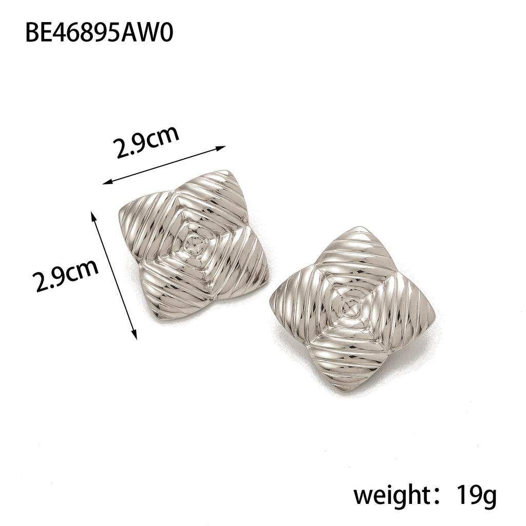 CARLIDANA Hot Selling Stainless Steel Jewelry Fashion Gold Plated Earrings Stripe Wrapped Triangular Square Earrings Women