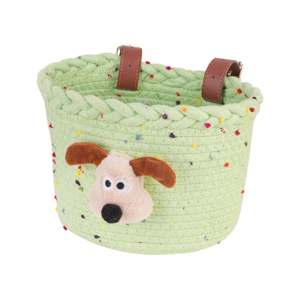 Cestino Anteriore per Bicicletta da Bambino in Corda Intrecciata Design Animale dei Cartoni Animati Cestino Portaoggetti per Manubrio per Bambini Bicicletta da Montagna e Monopattino