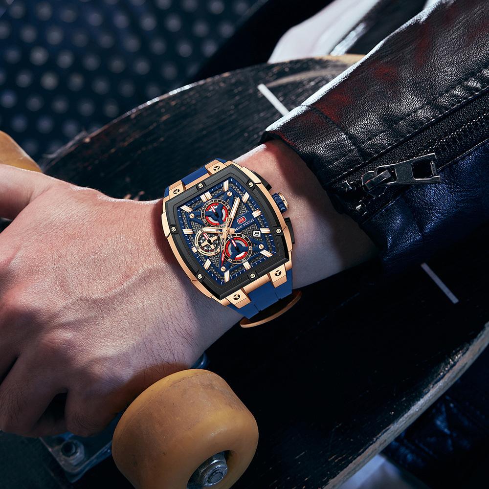 Minifocus Watch Decoration Outdoor Wind Men'S Watch Curved Mirror Multi-Layer Hollow Men'S Watch 0602G