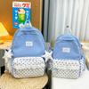 Schoolbag Korean Sweet Plaid Backpack Female Junior High School High School Student School Bag Lace Large Capacity Lightweight Backpack