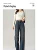 Women's High Waist Slimming Cement Gray Jeans - 2025 Spring/Autumn Collection, Pear-Shaped Fit, Straight & Narrow Leg