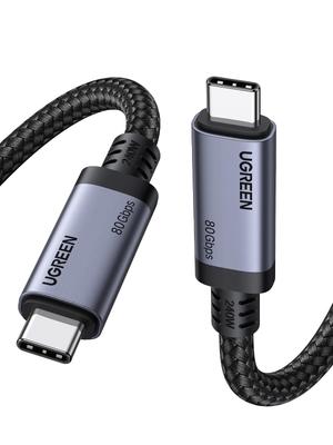 Ugreen USB4 Gen4 80Gbps Bidirektionale Daten 240W Schnell Thunderbolt USB 3 Abwärts Video Langlebiges Nylon Geflochtenes Kabel zum Verbinden von iPhone Galaxy