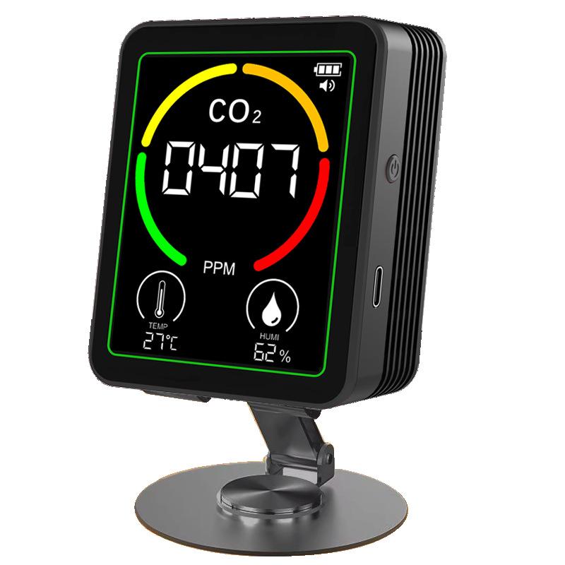 3-In-1 Air Quality Monitor CO2 Temperature Humidity Detector Co2 Tester LCD Display Household Gas Analyzer With Mount