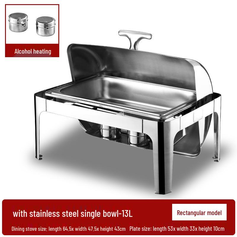 Gold-Plated Stainless Steel Buffet Warmer with Full Lid and Visible Insulation