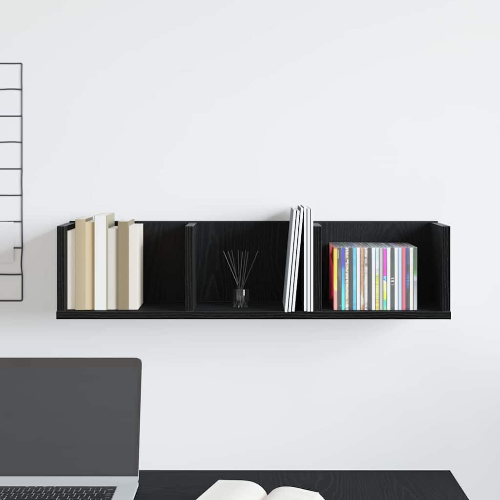 Wall Shelf Black Oak Effect 75 x 18 x 18 cm Wood Based Material