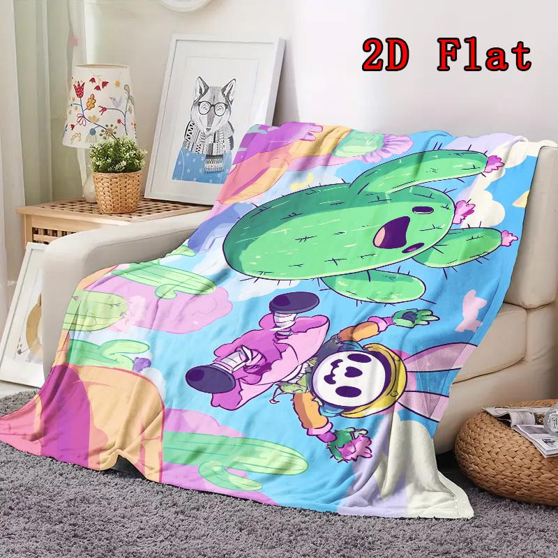 Cactus and Skull Rabbit 2D Flat Pattern Flannel Blanket High Quality All Seasons Warmth and Comfort Perfect for Christmas Gifts.MMT0918195