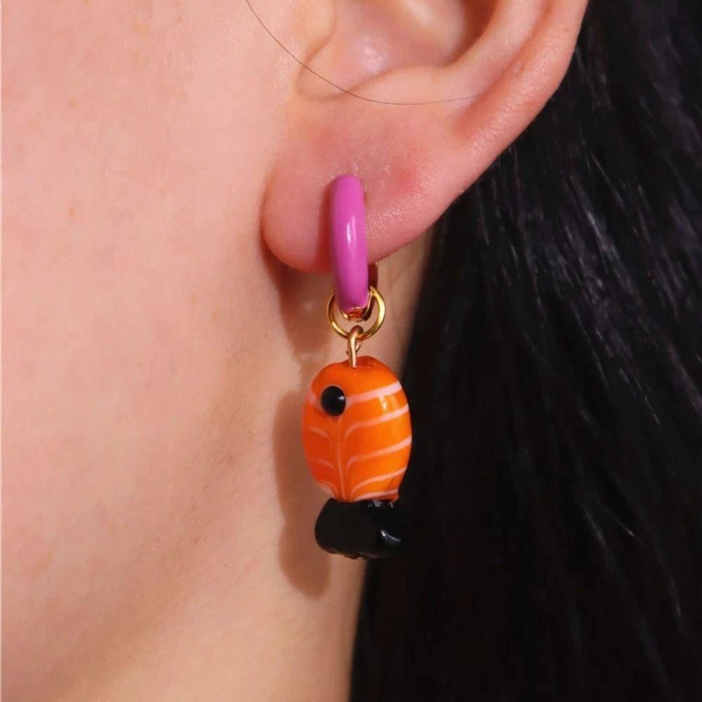 Einfacher Schmuck Zubehör Emaille Fisch Ohrringe Lippe Seestern Anhänger Ohrbügel Tropföl Mode Design Creolen Party