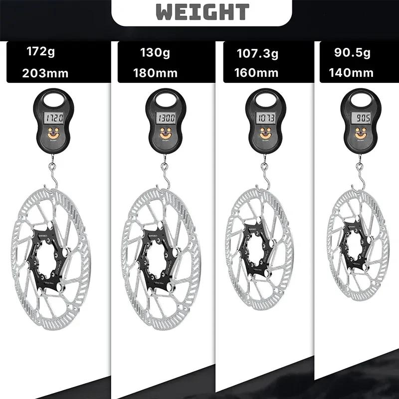 IIIPRO Tarcza Hamulcowa Rotor Rowerowy 140/160/180/203MM Tarcza Hamulcowa Roweru Szosowego Odprowadzanie Ciepła 6 Śrub Pływający Rotor Rowerowy