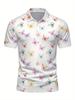 Men'S Short-Sleeve Polo Shirt with Flat Digital Print Pattern - No Texture