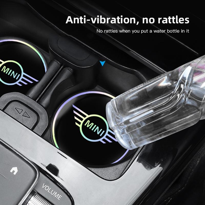 2Pcs Car Water Cup Mat Auto Interior Storage Pad Accessories For MINI WORKS One Cooper JCW R60 R59 R58 R57 R56 R55 R53 R52 F55