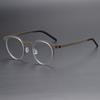 Ultra-Thin Vintage Oval Glasses Frame Titanium+Acetate Fiber Screwless Hinge Design Optical Eyewear