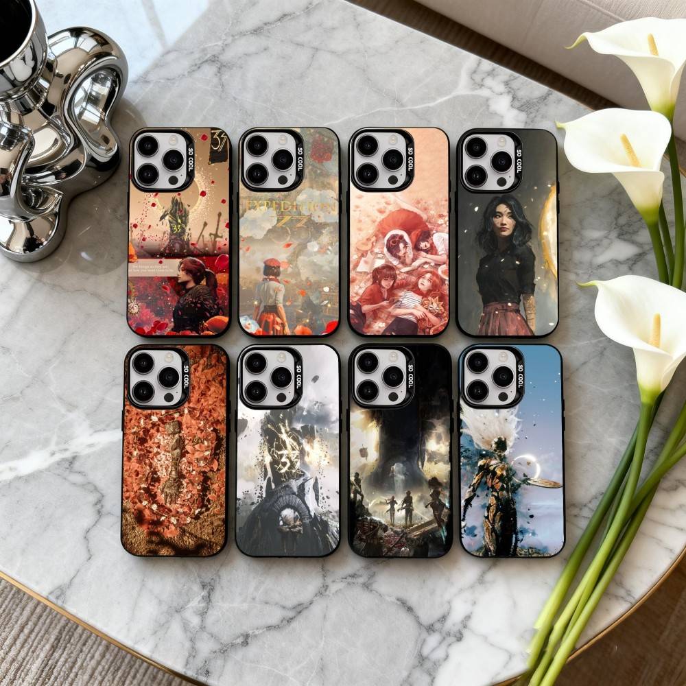 G-Game Clair O-Obscur E-Expedition 33 Phone Case For iPhone17,16,15,14,13,12,11 Plus,Pro Max Black Candy Silver Phone Case