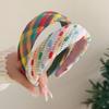 PROLY New Fashion Headband For Women Colorful Woven Checkered Wide Hair Band Soft Knitted Hairband Spring Hair Accessories