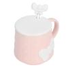 400ml Cute Bowknot Ceramic Tea Milk Water Cup Coffee Mug with Lid Stainless Steel Spoon for Home Holiday Gifts