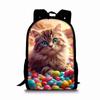 Zaino a strato singolo con stampa di gatti carini per ragazzi e ragazze Migliori regali Borsa scolastica a cartone animato piatto 2D per bambini Borse