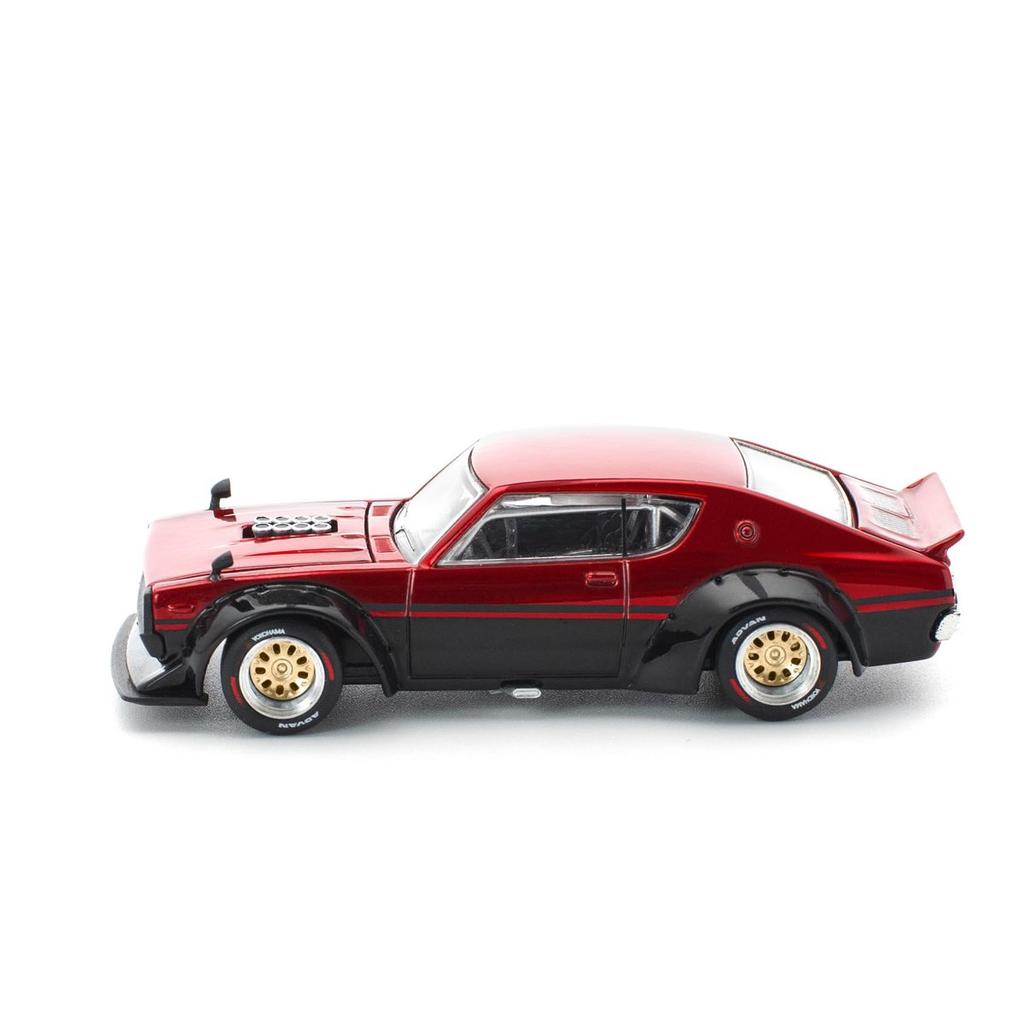 Genesis Company POP RACE 1/64 KPGC110 Kenmeri Black Red Fat Five Racing Diecast Model Car PR640266