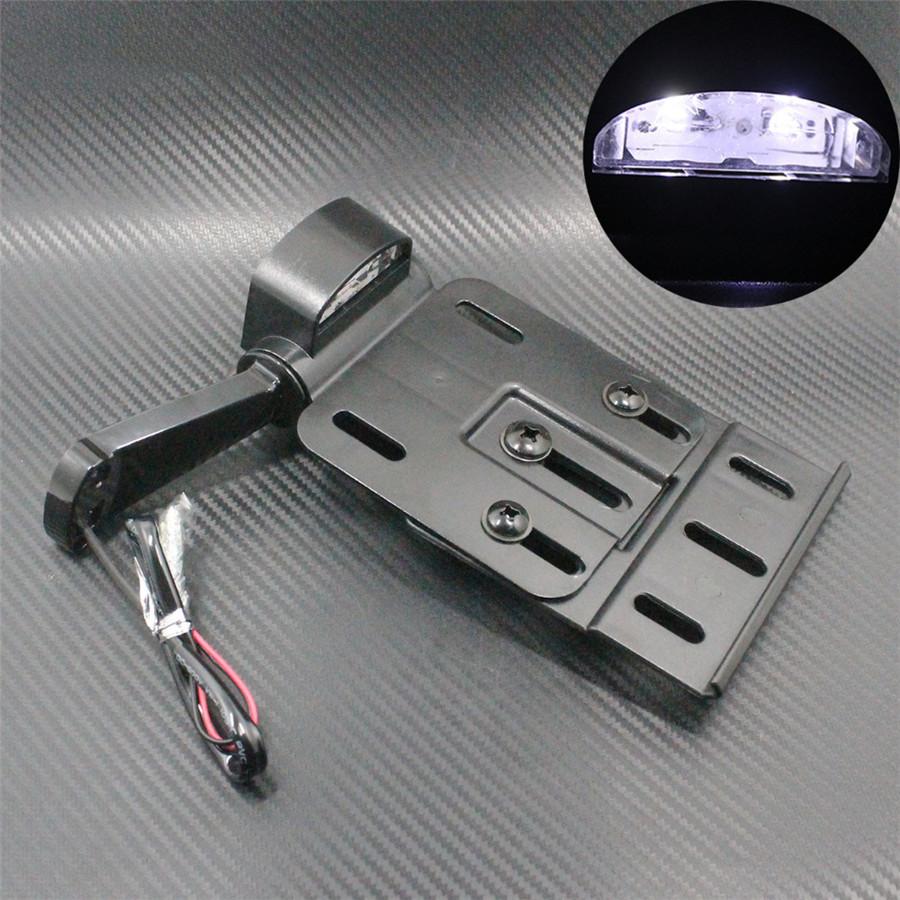 Black Telescopic Folding LED Light Side Mount License Plate for Harley 2004UP Sportster XL 883 1200 48