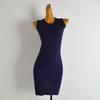Summer Retro Pure Color Series Round Neck Knitted Vest Skirt Women's Clothing Silm Mid Length Long Length Hip Split Dress